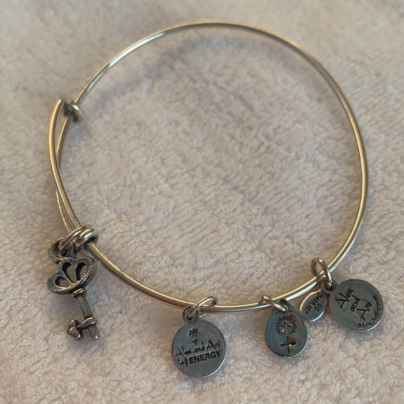 Alex and Ani Crystal Accent Key Charm Bracelet Silver Finish 2”- 3.5” - Picture 4 of 4